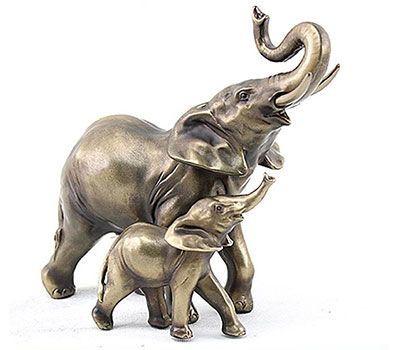 Art Bronze Elephant Pair Smaller
