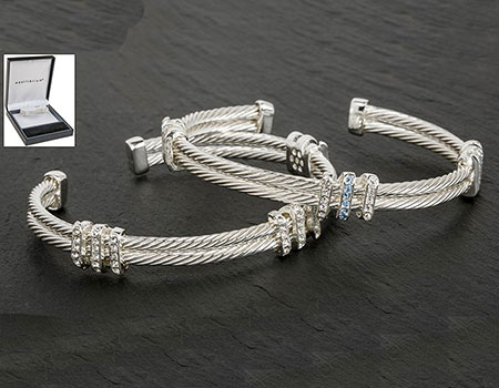 Bracelet Double Rope Bangle Silver and Clear