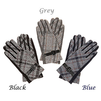 Gloves Traditional Checked Grey Gloves