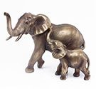 Art Bronze Elephant Pair Small