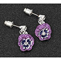 Earrings Violet Pansy Dangling