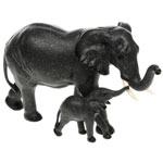 Black Elephant Mother And Baby