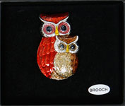Owl Brooch Red
