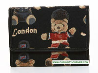 London Bear Tapestry Tri Fold Purse