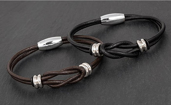 Mens Knotted Leather Bracelet