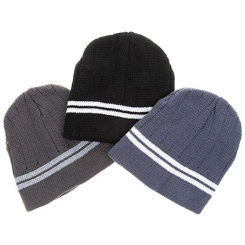 Men Striped Knit Beanie Hat