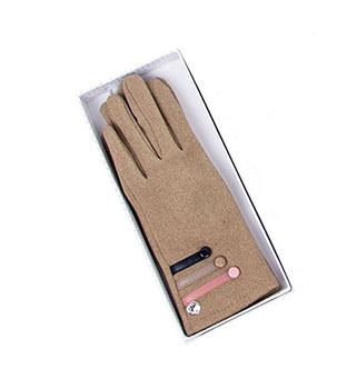 Cosy Contrast Striped Boxed Gloves Beige