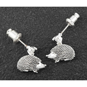 Earrings Silver Plated Country Hedgehog
