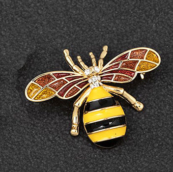 Brooch Hand Painted Bee Rose Gold