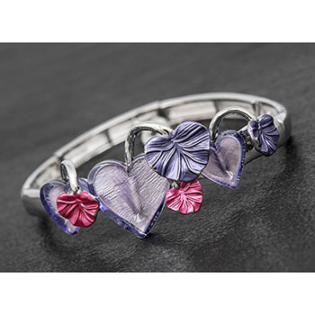 Bracelet Modern Etched Leaves Half Bracelet Purple