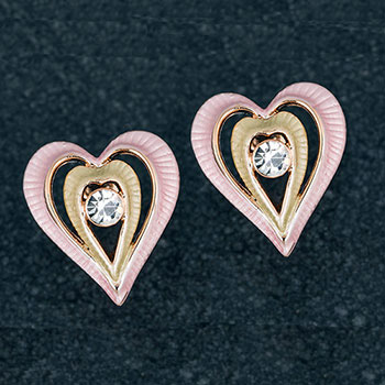 Earrings Muted Tones Heart Stud