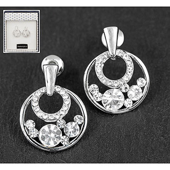 Earrings White Gold Plated Ornate Circle Earrings