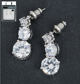 Earrings 3 Crystal Drop Clear