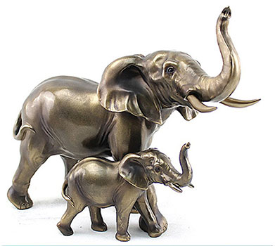 Art Bronze Elephant Pair Large