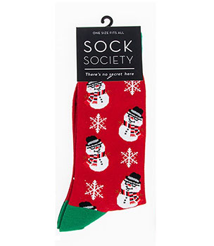 Christmas Snowman Socks Red
