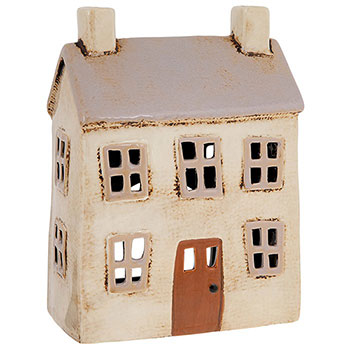 Village Pottery House Tealight Rustic Cream