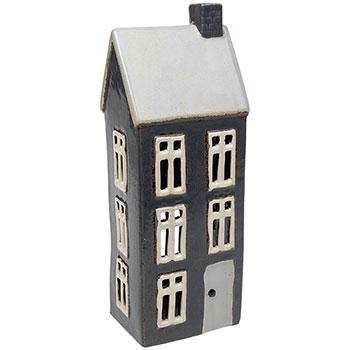 Village Pottery Tall House Tealight Slate Blue