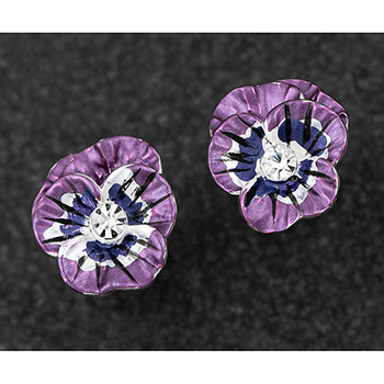 Earrings Violet Pansy Stud