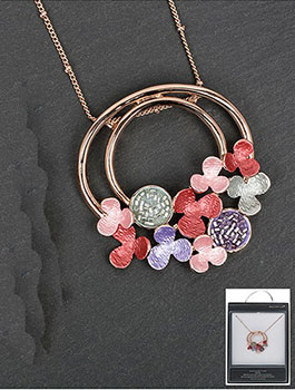 Necklace Warm Tones Flowers Round Necklace