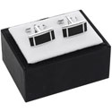 Mens Black and Silver Rectangle Cufflinks