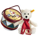 Steiff Charly Dangling Teddy Bear White in Drum Box