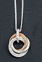 Necklace 2 Tones Triple Ring Clear Necklace
