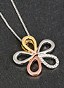 Necklace 3 Tones Diamante Clear Daisy Necklace