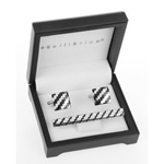 Tie Pin Square Cufflink Set