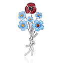 Brooch Forget Me Not and Poppy Posy
