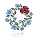 Brooch Forget Me Not and Poppy Pretty Circle