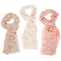 Pastel Embroidered Flower Scarf