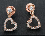 Earrings Pave Dangly Diamante Heart