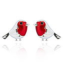 Earrings Robins Appear Silver Plate Dainty