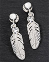 Earrings Dangly Feather Silver