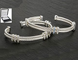 Bracelet Double Rope Bangle Silver and Blue
