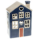 Village Pottery Heart House Blue Tealight