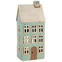 Village Pottery Tall House Blue Tealight